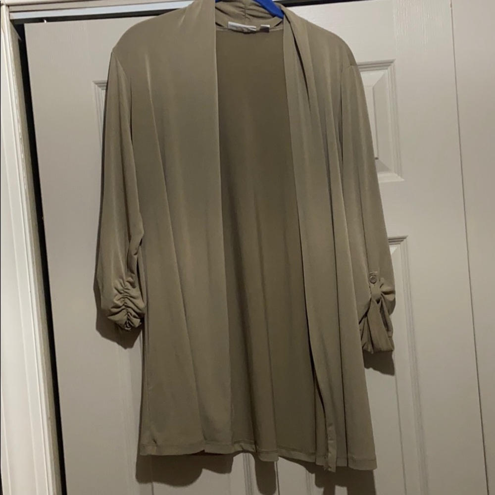 Susan Graver,  small, 3/4 sleeve, taupe cardigan